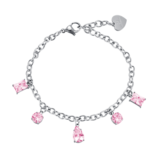 WOMAN'S BRACELET IN STEEL WITH PINK CRYSTALS Luca Barra