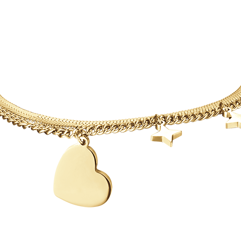 WOMEN'S IP GOLD STEEL BRACELET WITH HEART