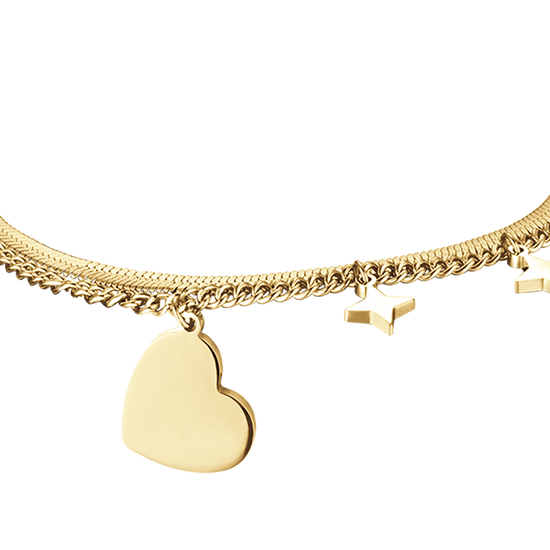 WOMEN'S IP GOLD STEEL BRACELET WITH HEART