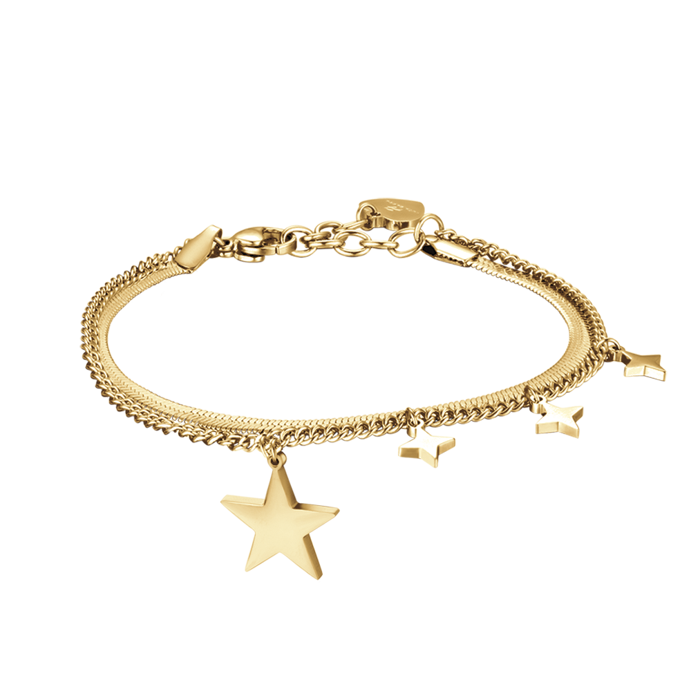 WOMEN'S IP GOLD STEEL BRACELET WITH STAR