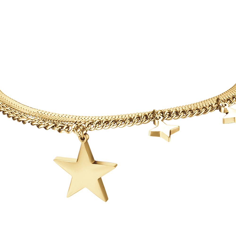 WOMEN'S IP GOLD STEEL BRACELET WITH STAR