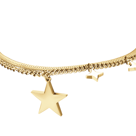 WOMEN'S IP GOLD STEEL BRACELET WITH STAR