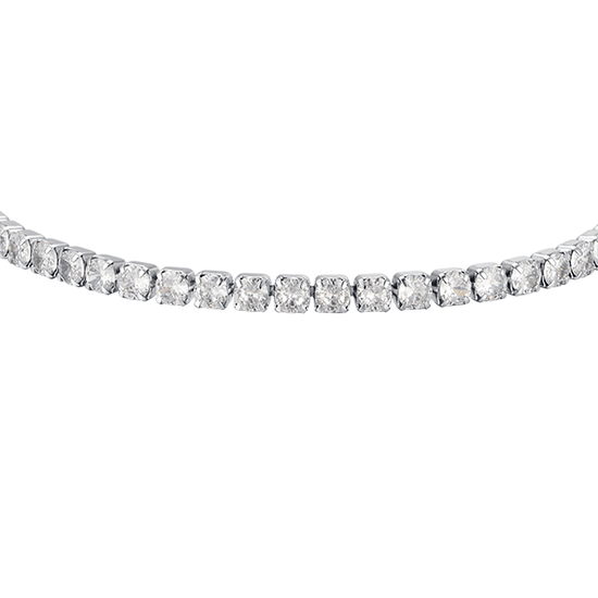 WOMEN'S STEEL TENNIS BRACELET WITH WHITE CRYSTALS