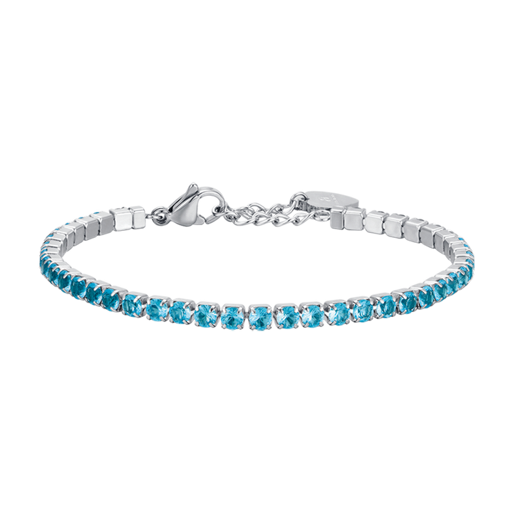 WOMEN'S STEEL TENNIS BRACELET WITH BLUE CRYSTALS