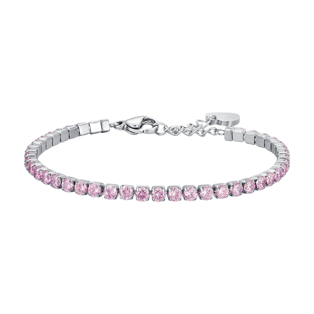 WOMAN'S TENNIS BRACELET IN STEEL WITH PINK CRYSTALS Luca Barra