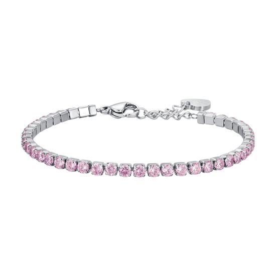 WOMAN'S TENNIS BRACELET IN STEEL WITH PINK CRYSTALS Luca Barra