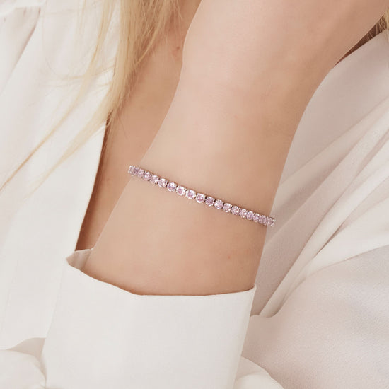 WOMAN'S TENNIS BRACELET IN STEEL WITH PINK CRYSTALS Luca Barra