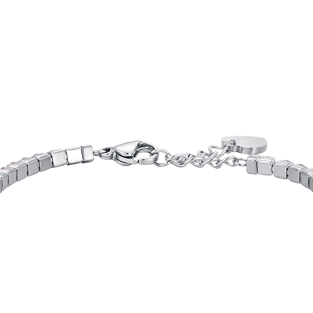 WOMEN'S STEEL TENNIS BRACELET WITH PINK CRYSTALS