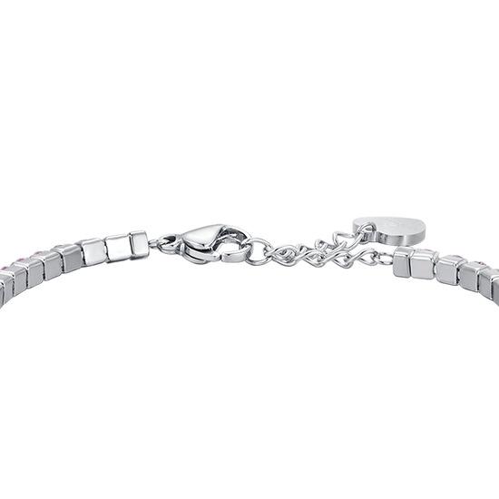 WOMEN'S STEEL TENNIS BRACELET WITH PINK CRYSTALS