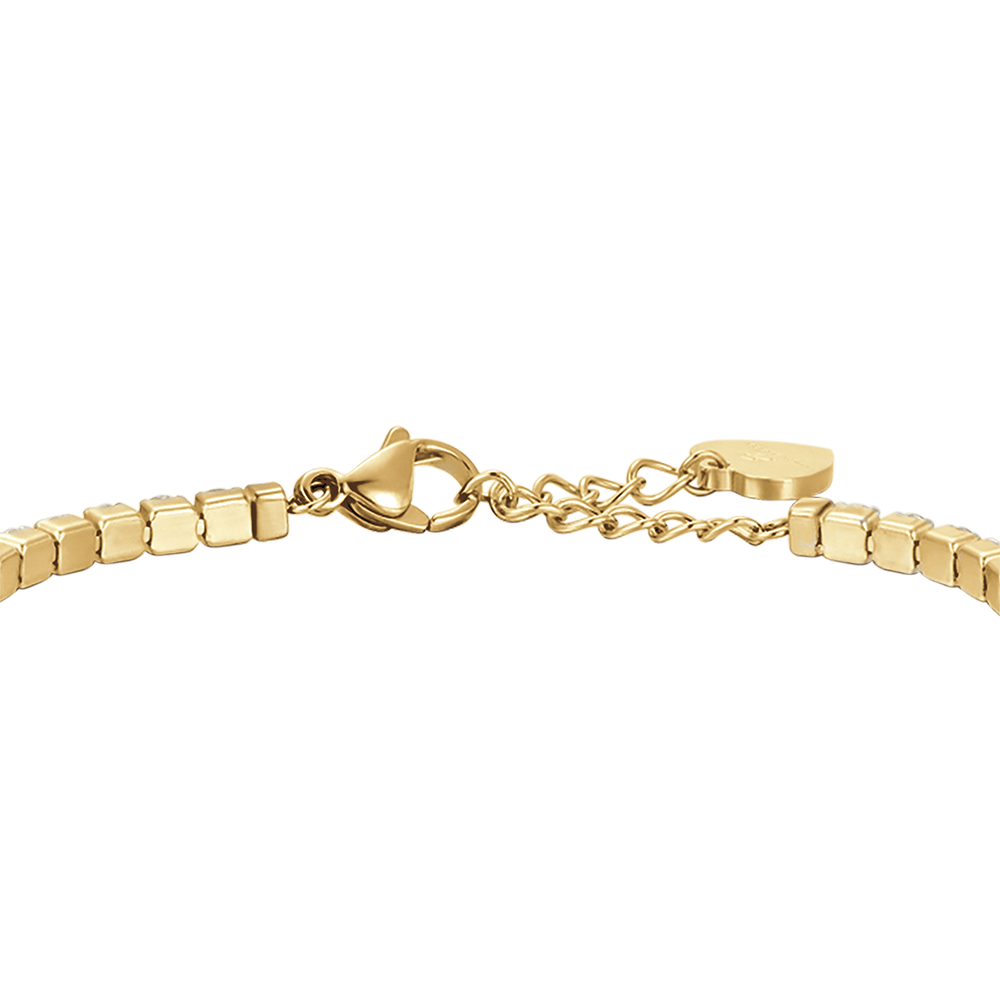 IP GOLD STEEL WOMEN'S TENNIS BRACELET WITH WHITE CRYSTALS