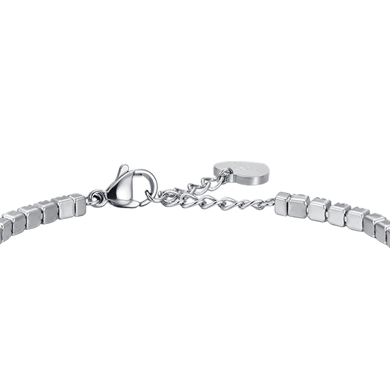 WOMEN'S STEEL BRACELET WITH WHITE CRYSTALS AND CRYSTAL HEART