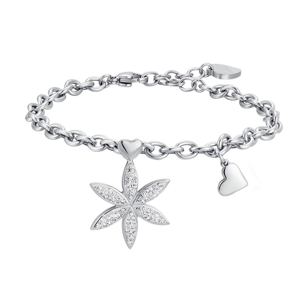 WOMAN'S BRACELET IN STEEL WITH LIFE FLOWER WITH WHITE CRYSTALS Luca Barra