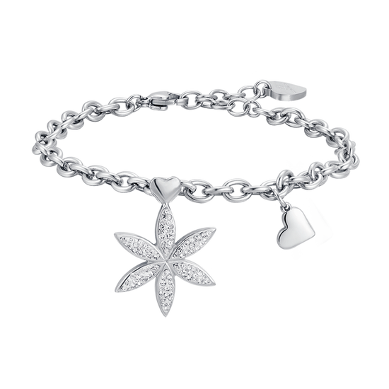 WOMAN'S BRACELET IN STEEL WITH LIFE FLOWER WITH WHITE CRYSTALS Luca Barra