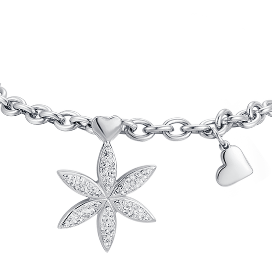 WOMAN'S BRACELET IN STEEL WITH LIFE FLOWER WITH WHITE CRYSTALS Luca Barra
