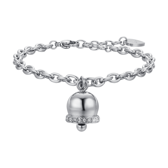 WOMAN'S BRACELET IN STEEL WITH BELL WITH WHITE CRYSTALS Luca Barra