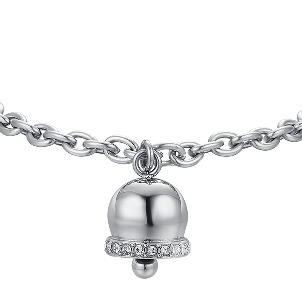 WOMAN'S BRACELET IN STEEL WITH BELL WITH WHITE CRYSTALS Luca Barra