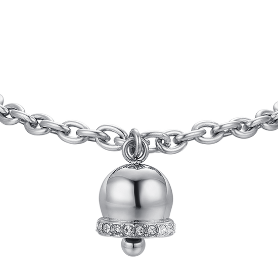 WOMAN'S BRACELET IN STEEL WITH BELL WITH WHITE CRYSTALS Luca Barra