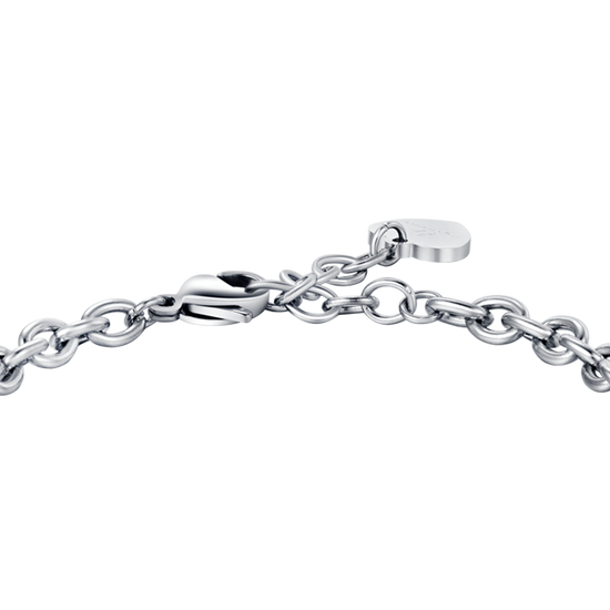 WOMEN'S STEEL FLOWER OF LIFE BRACELET WITH WHITE CRYSTALS