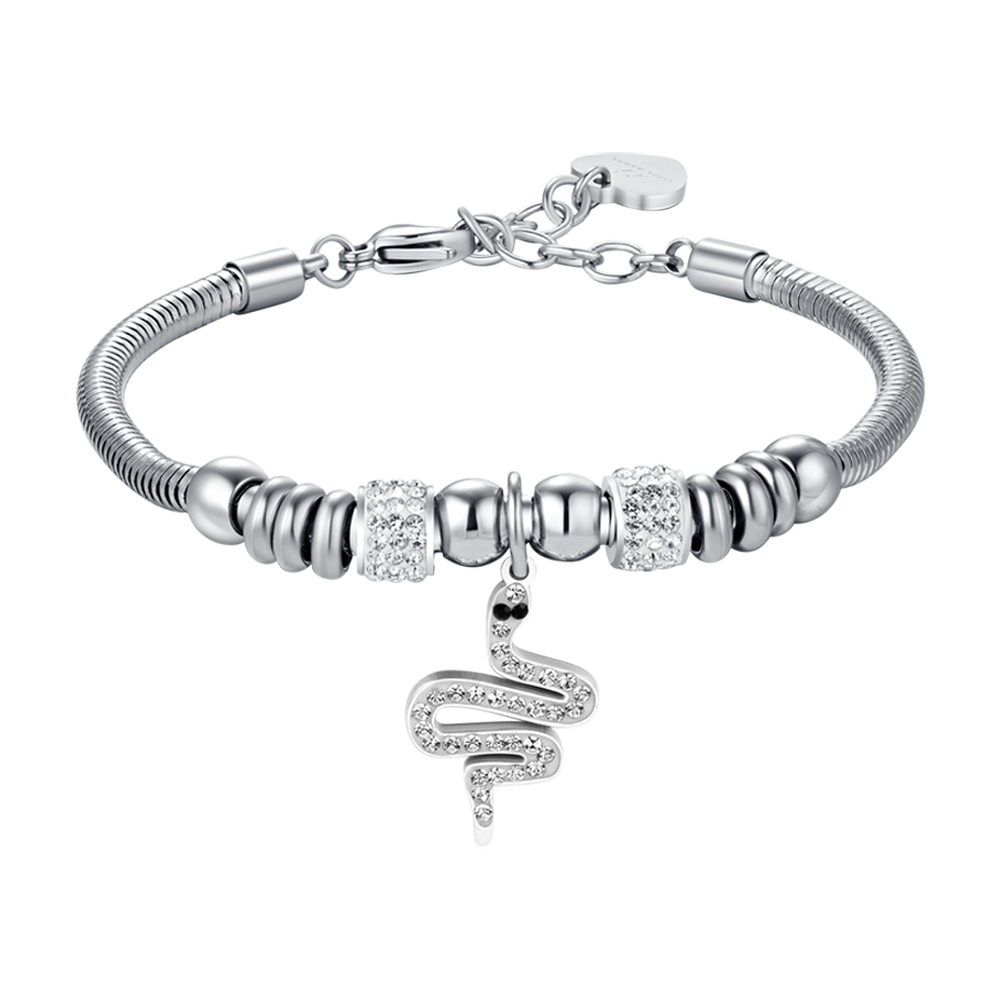 WOMAN'S BRACELET IN STEEL WITH SERPENT WITH WHITE CRYSTALS Luca Barra