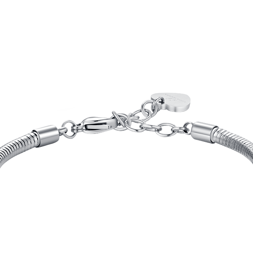 WOMEN'S STEEL FLOWER OF LIFE BRACELET WITH WHITE CRYSTALS