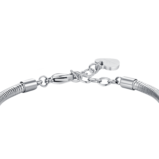 WOMEN'S STEEL FLOWER OF LIFE BRACELET WITH WHITE CRYSTALS