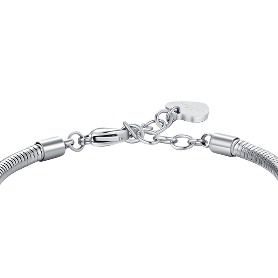 WOMEN'S STEEL HEART BRACELET WITH WHITE CRYSTALS