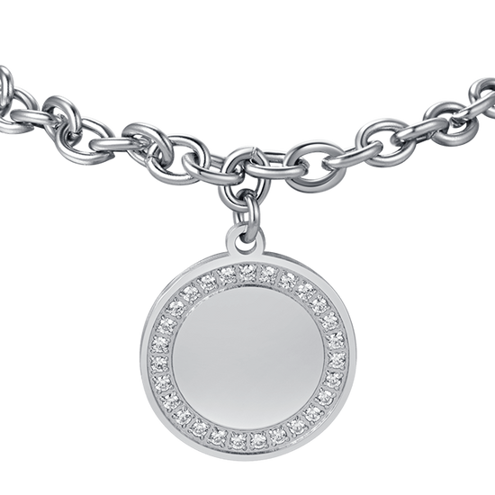 WOMEN'S STEEL BRACELET WITH WHITE CRYSTALS