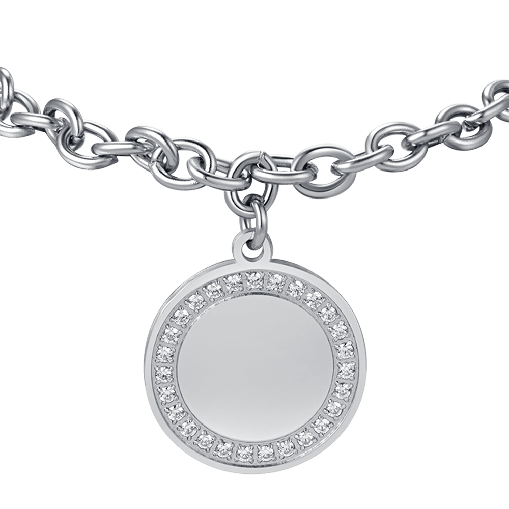 WOMEN'S STEEL BRACELET WITH WHITE CRYSTALS