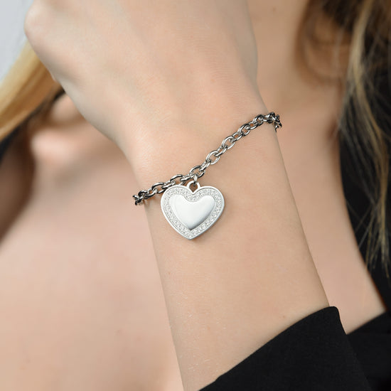 WOMAN'S BRACELET IN STEEL WITH HEART WITH WHITE CRYSTALS Luca Barra