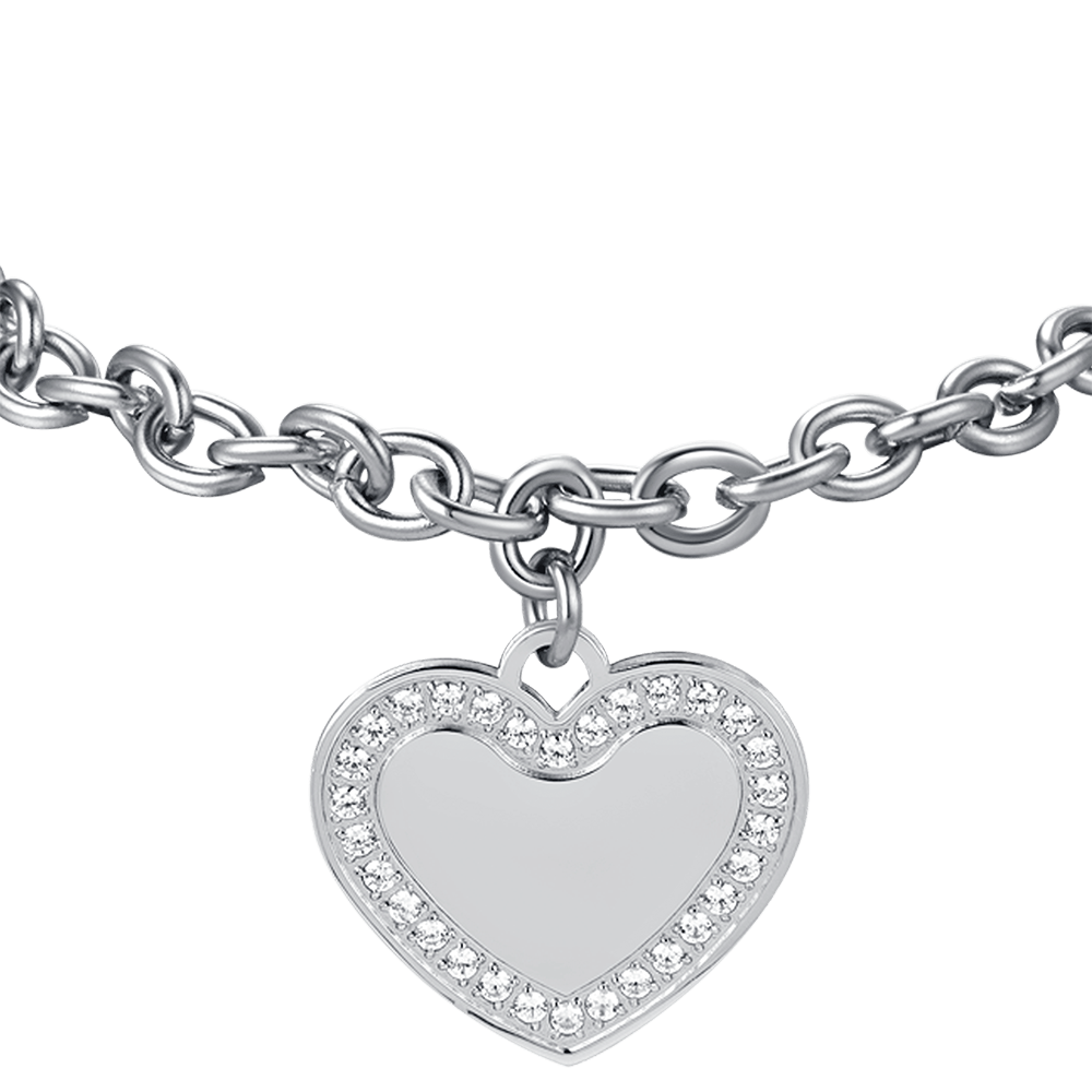WOMAN'S BRACELET IN STEEL WITH HEART WITH WHITE CRYSTALS Luca Barra