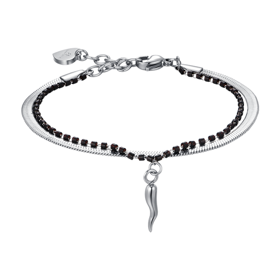WOMAN'S BRACELET IN STEEL WITH CORN AND BLACK ELEMENTS Luca Barra