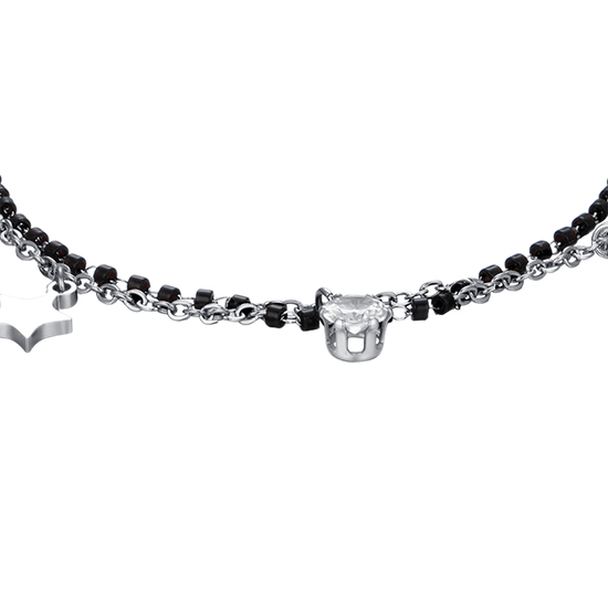 WOMAN'S BRACELET IN STEEL WITH STARS, BLACK IP ELEMENTS AND WHITE CRYSTAL Luca Barra