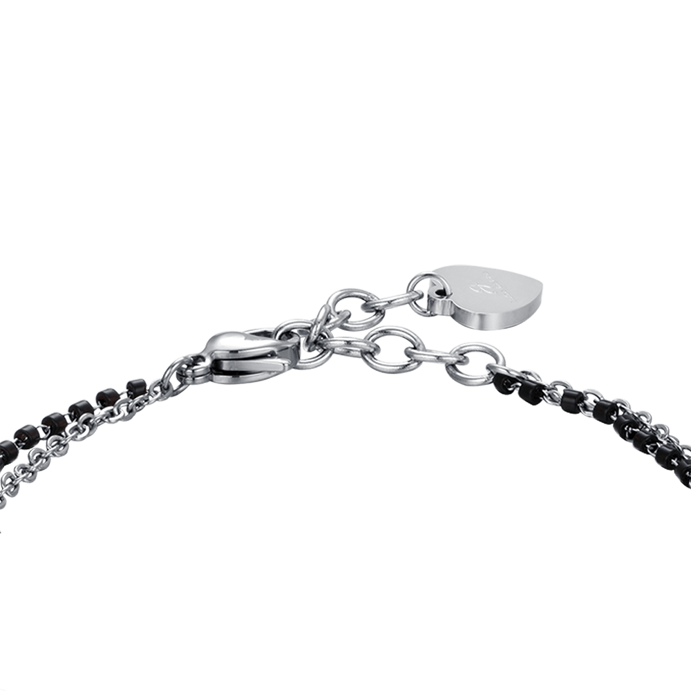 WOMAN'S BRACELET IN STEEL WITH STARS, BLACK IP ELEMENTS AND WHITE CRYSTAL Luca Barra