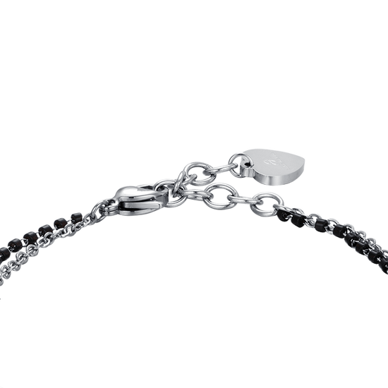 WOMAN'S BRACELET IN STEEL WITH STARS, BLACK IP ELEMENTS AND WHITE CRYSTAL Luca Barra