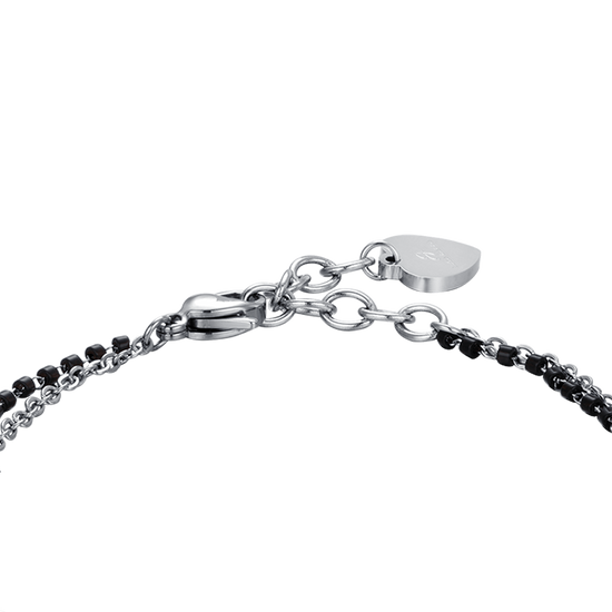Upload image to Gallery WOMAN'S BRACELET IN STEEL WITH STARS, BLACK IP ELEMENTS AND WHITE CRYSTAL
