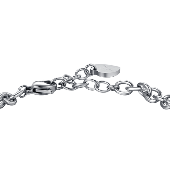 WOMEN'S STEEL PADLOCK BRACELET WITH WHITE CRYSTAL