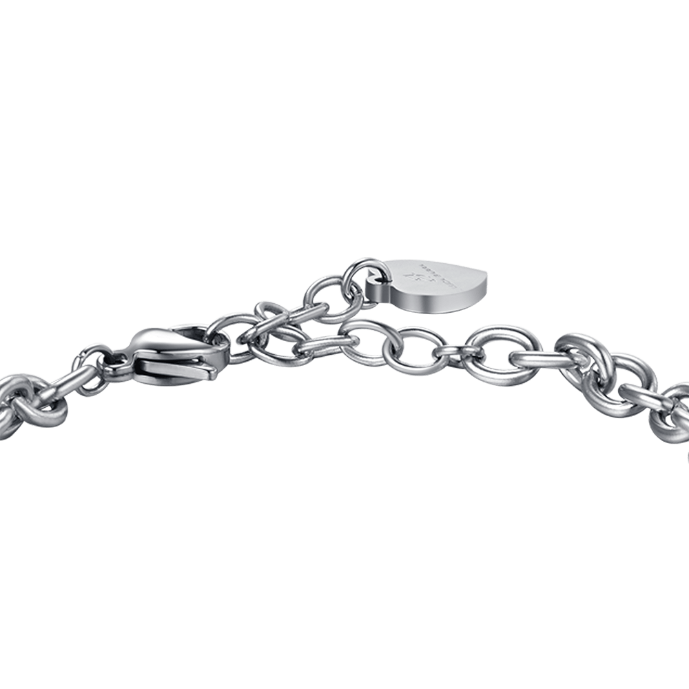 WOMEN'S STEEL PADLOCK BRACELET WITH WHITE CRYSTAL