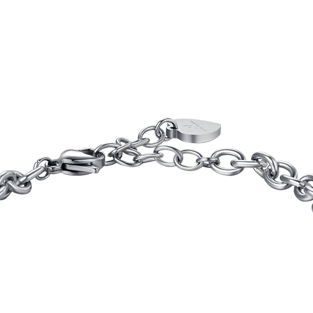 WOMEN'S STEEL KEY BRACELET WITH WHITE CRYSTALS