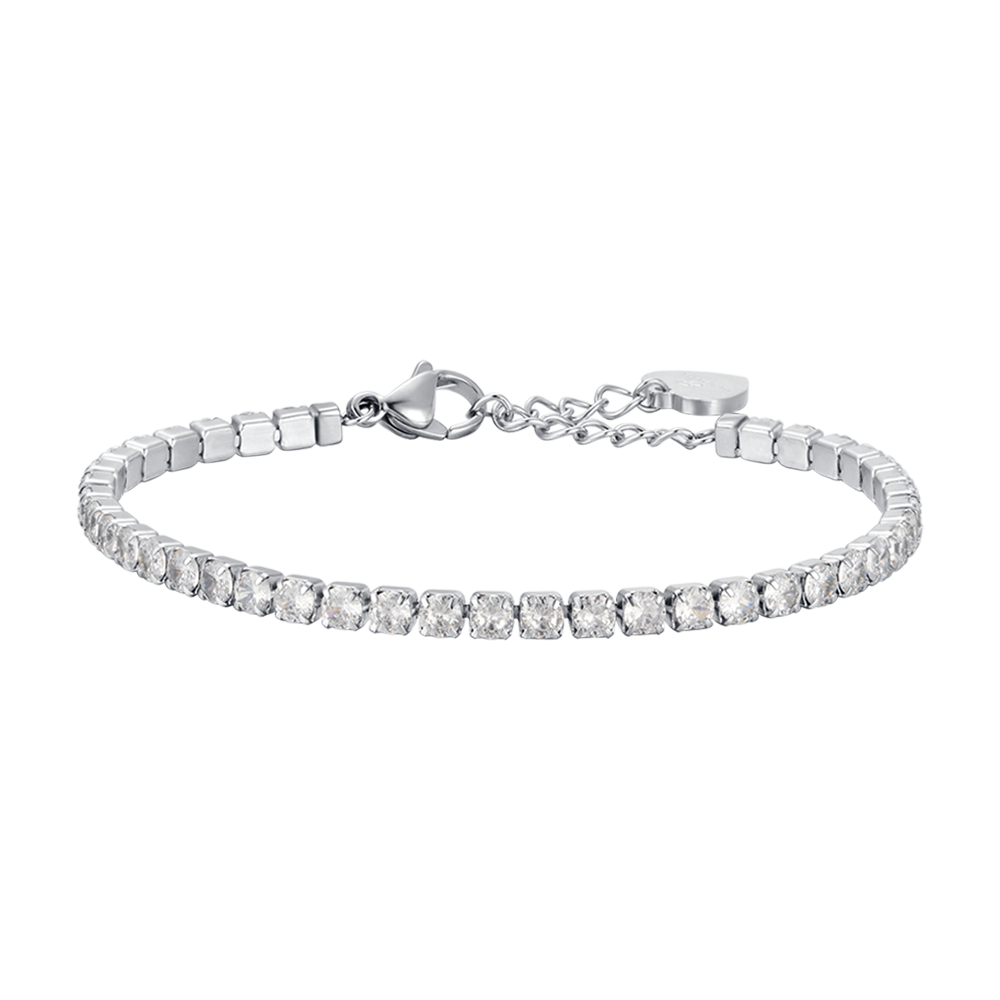 WOMEN'S TENNIS BRACELET IN STEEL WITH 4 MM WHITE CRYSTALS Luca Barra