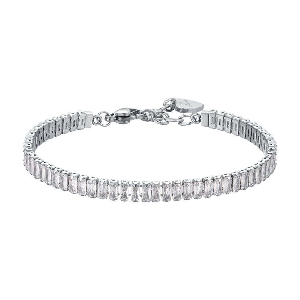 WOMAN'S TENNIS BRACELET IN STEEL WITH WHITE BAGUETTE CRYSTALS Luca Barra