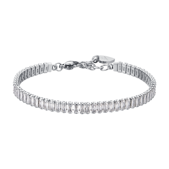 WOMAN'S TENNIS BRACELET IN STEEL WITH WHITE BAGUETTE CRYSTALS Luca Barra