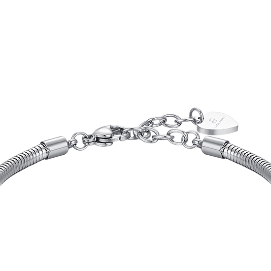 WOMEN'S STEEL BRACELET WITH HEART AND WHITE CRYSTALS