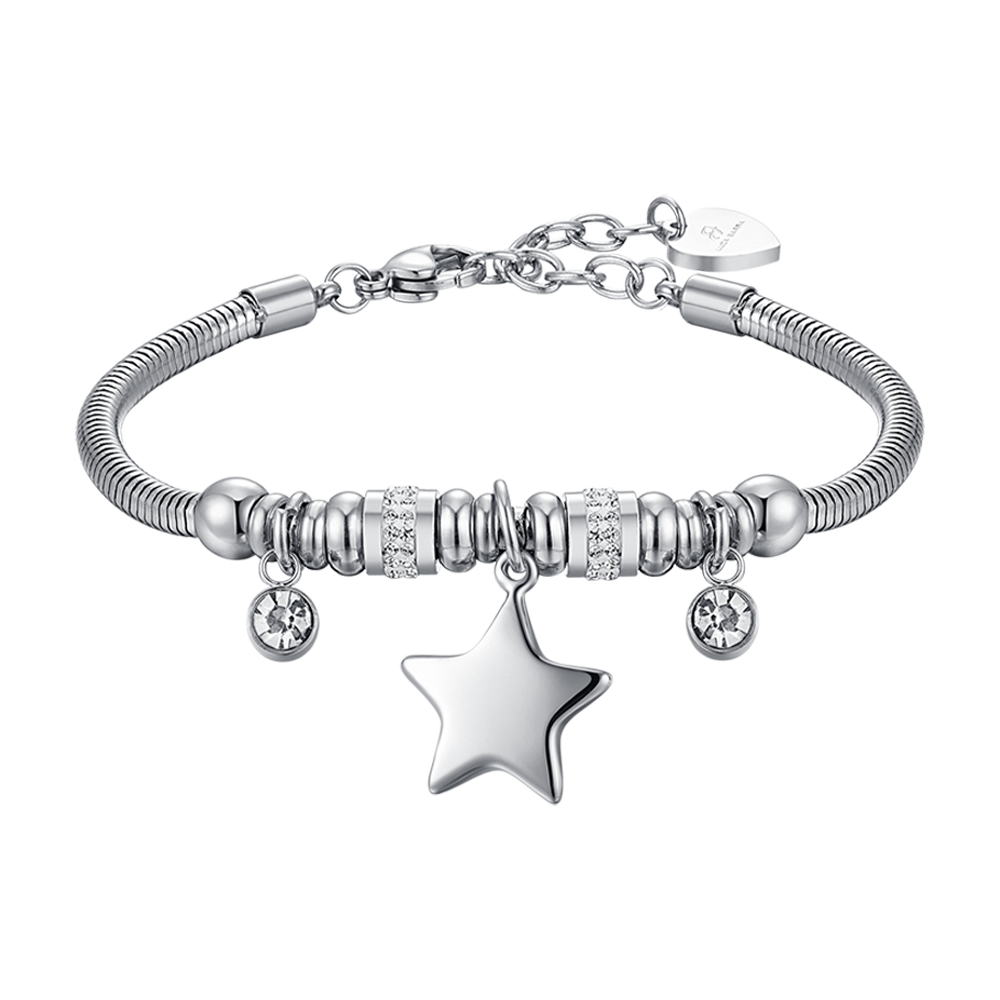WOMAN'S BRACELET IN STEEL WITH STAR AND WHITE CRYSTALS Luca Barra