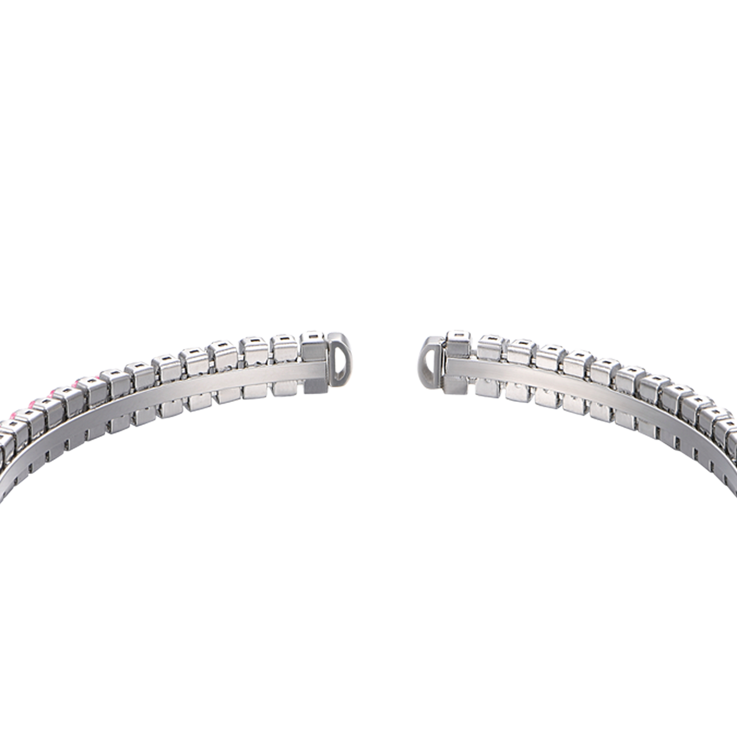 WOMEN'S STEEL BRACELET WITH PINK CRYSTALS