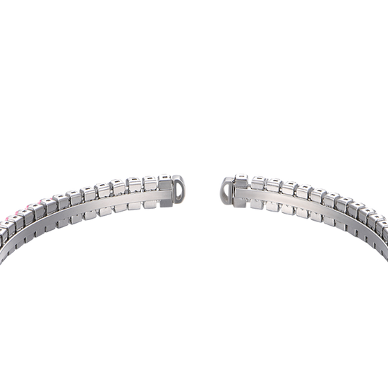 WOMEN'S STEEL BRACELET WITH PINK CRYSTALS