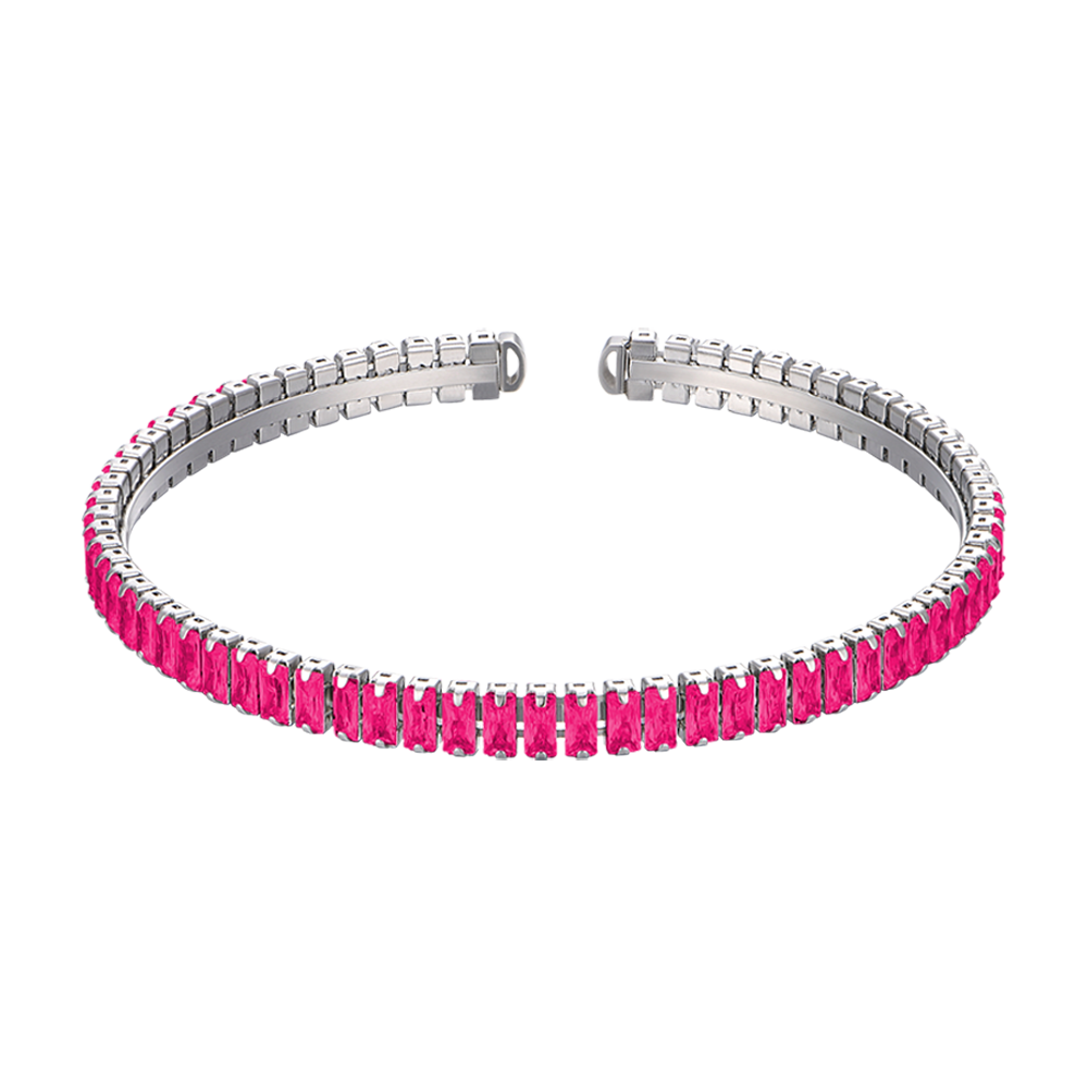 WOMAN'S BRACELET IN STEEL WITH FUCHSIA CRYSTALS Luca Barra