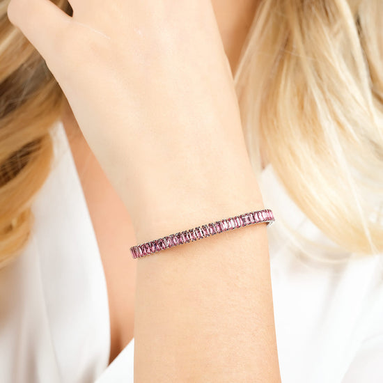 WOMAN'S BRACELET IN STEEL WITH FUCHSIA CRYSTALS Luca Barra