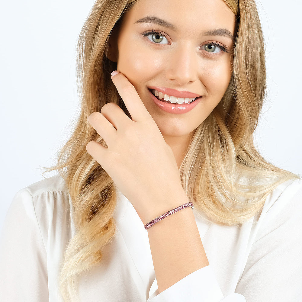 WOMEN'S STEEL BRACELET WITH FUCHSIA CRYSTALS