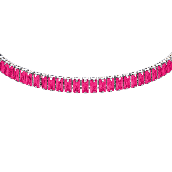 WOMEN'S STEEL BRACELET WITH FUCHSIA CRYSTALS