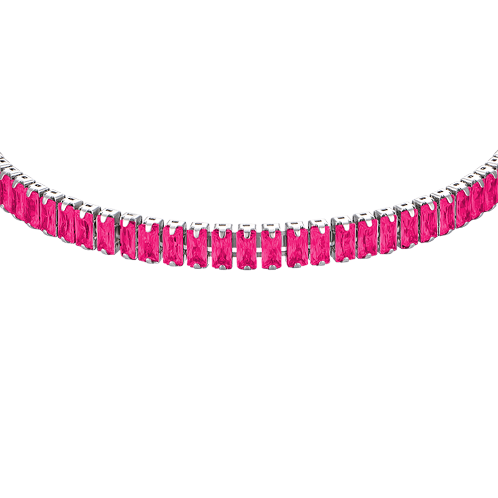 WOMEN'S STEEL BRACELET WITH FUCHSIA CRYSTALS